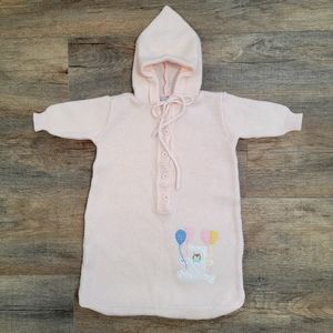 Hooded Sleeping Bag Knit Sweater Sleep Sack Bag Bunting Pink Vintage Baby